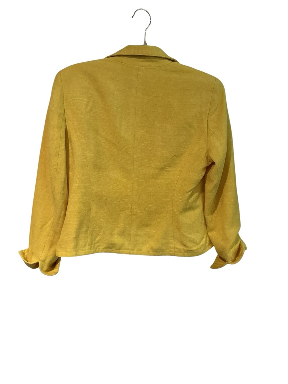 Jones New York Silk Blazer Yellow Size 8 Cropped Lightweight Jacket - Picture 3 of 8